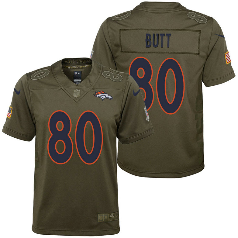 Youth Denver Broncos Jake Butt Olive 2017 Salute to Service Game Jersey