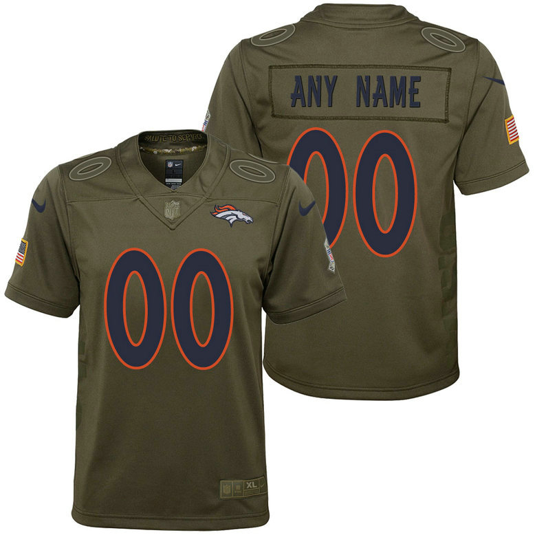 Youth Denver Broncos Olive 2017 Salute to Service Game Customized Jersey Youth Denver Broncos Olive 2017 Salute to Service Game Customized Jersey