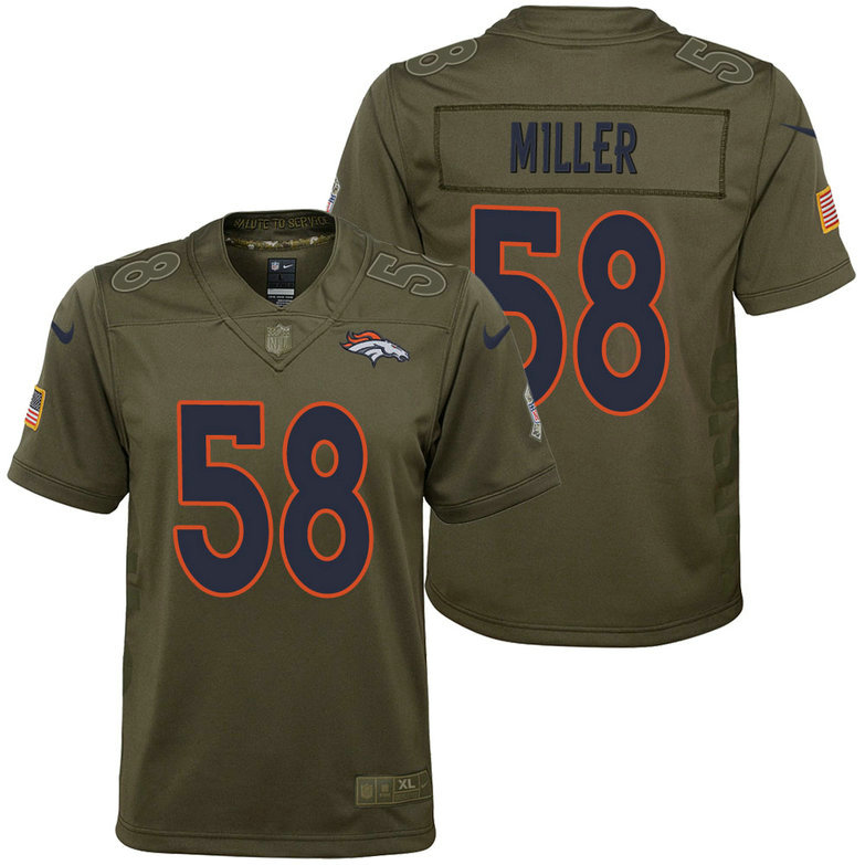 Youth Denver Broncos Von Miller Olive 2017 Salute to Service Game Jersey Youth Denver Broncos Von Miller Olive 2017 Salute to Service Game Jersey