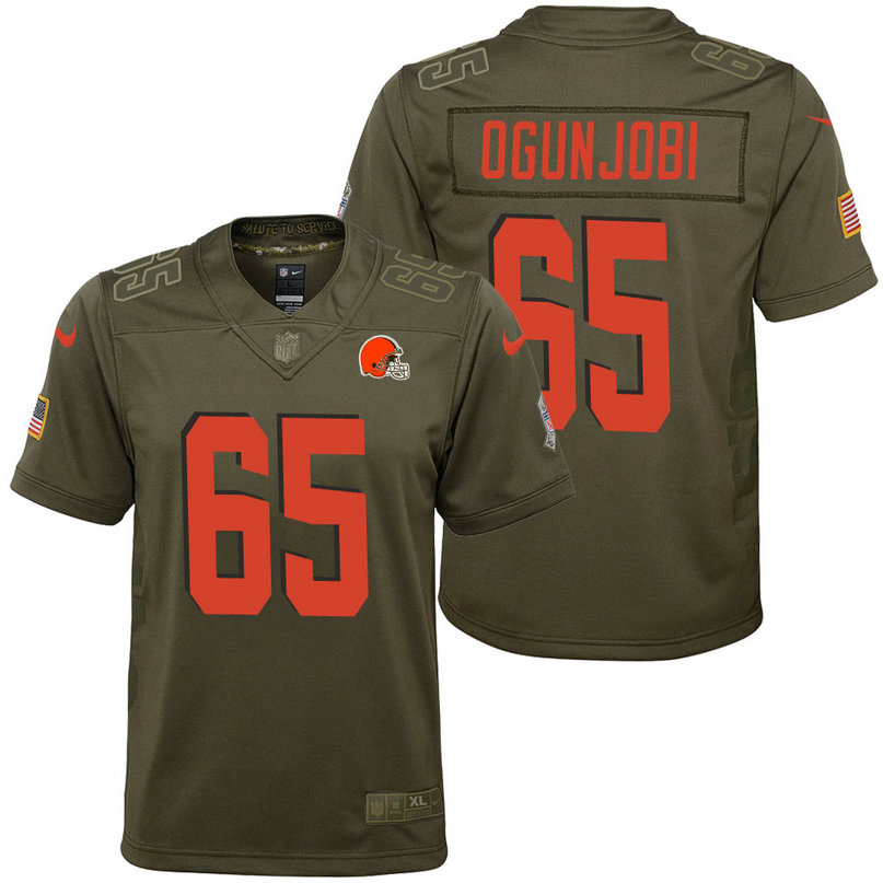Youth Cleveland Browns Larry Ogunjobi Olive 2017 Salute to Service Game Jersey