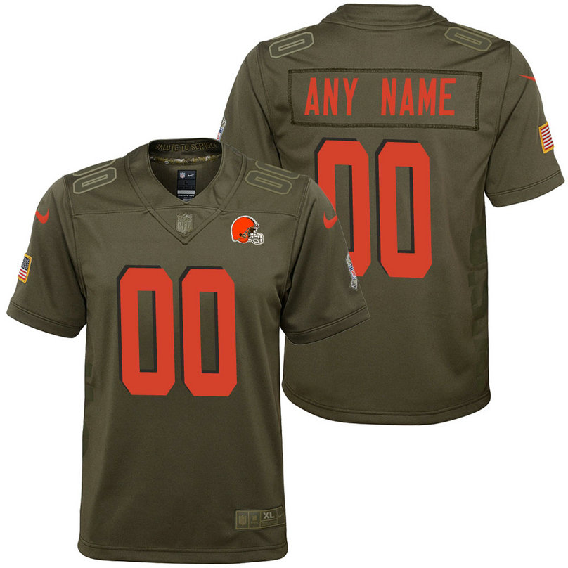 Youth Cleveland Browns Olive 2017 Salute to Service Game Customized Jersey
