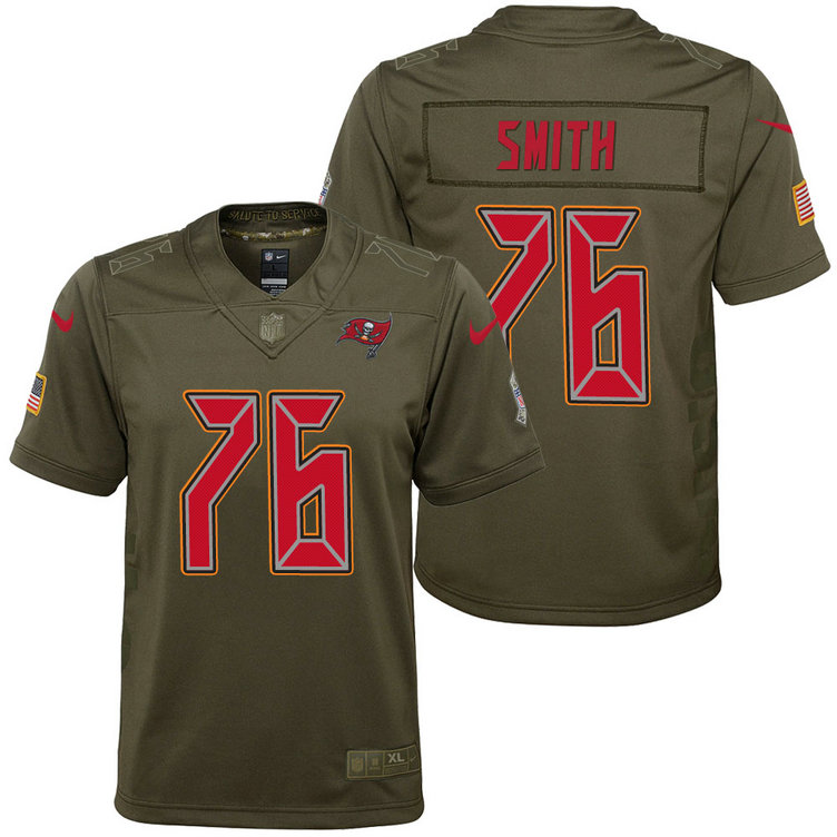 Youth Tampa Bay Buccaneers Donovan Smith Olive 2017 Salute to Service Game Jersey