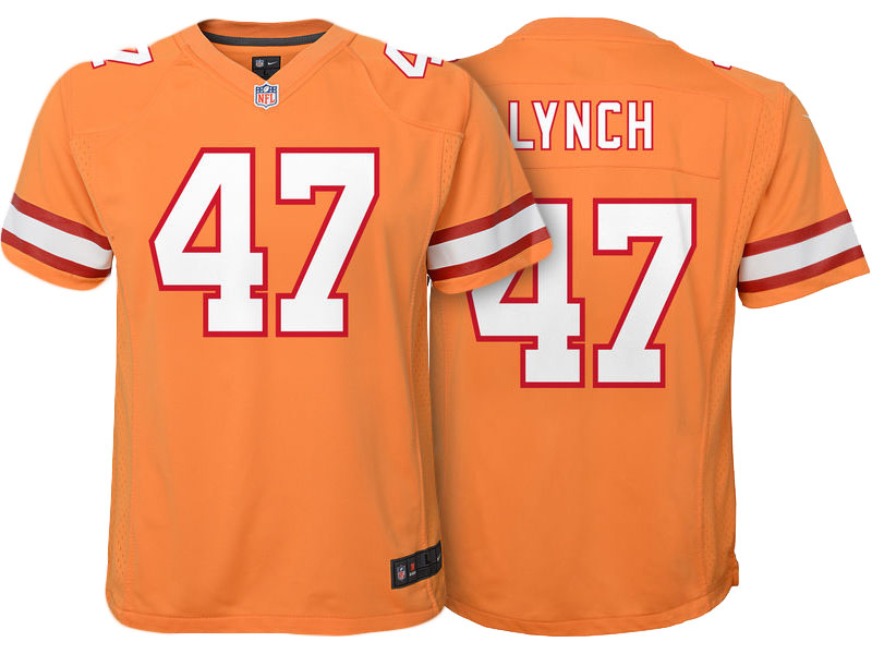 Youth Tampa Bay Buccaneers #47 John Lynch Orange Retired Game Jersey
