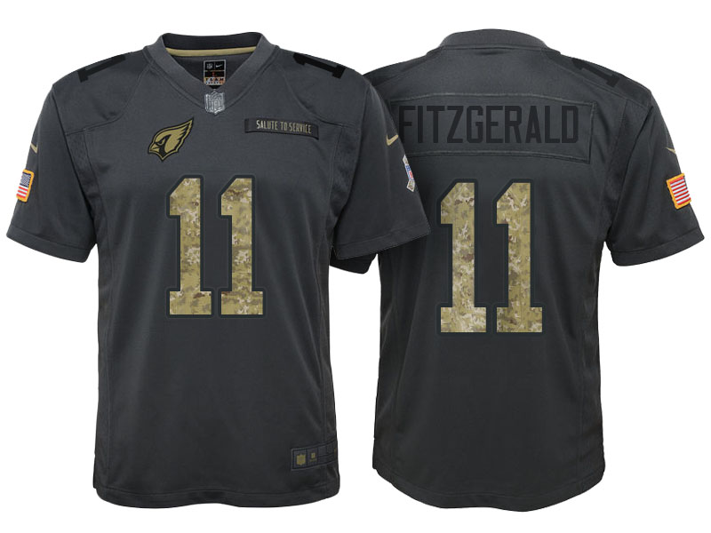 Youth Arizona Cardinals #11 Larry Fitzgerald Camo Anthracite 2016 Salute to Service Game Jersey Youth Arizona Cardinals #11 Larry Fitzgerald Camo Anthracite 2016 Salute to Service Game Jersey