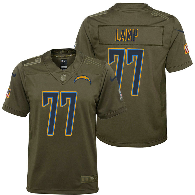 Youth Los Angeles Chargers Forrest Lamp Olive 2017 Salute to Service Game Jersey