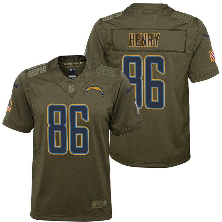 Youth Los Angeles Chargers Hunter Henry Olive 2017 Salute to Service Game Jersey