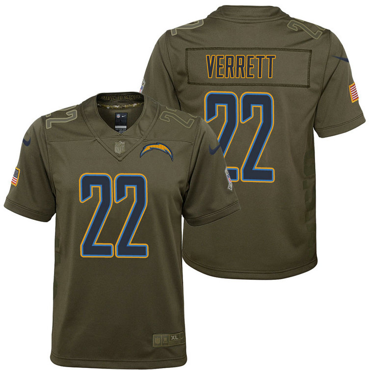 Youth Los Angeles Chargers Jason Verrett Olive 2017 Salute to Service Game Jersey