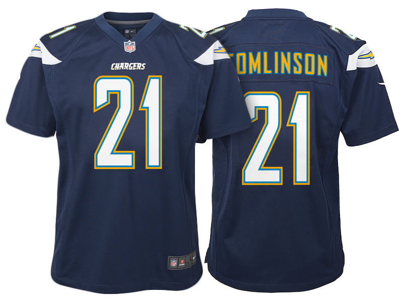 Youth Los Angeles Chargers #21 LaDainian Tomlinson Navy Retired Game Jersey
