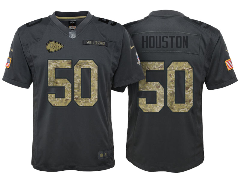 Youth Kansas City Chiefs #50 Justin Houston Camo Anthracite 2016 Salute to Service Game Jersey