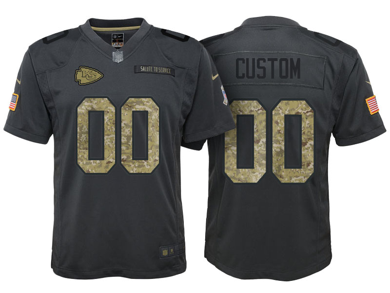 Youth Kansas City Chiefs Anthracite Camo 2016 Salute to Service Veterans Day Customized Jersey Youth Kansas City Chiefs Anthracite Camo 2016 Salute to Service Veterans Day Customized Jersey