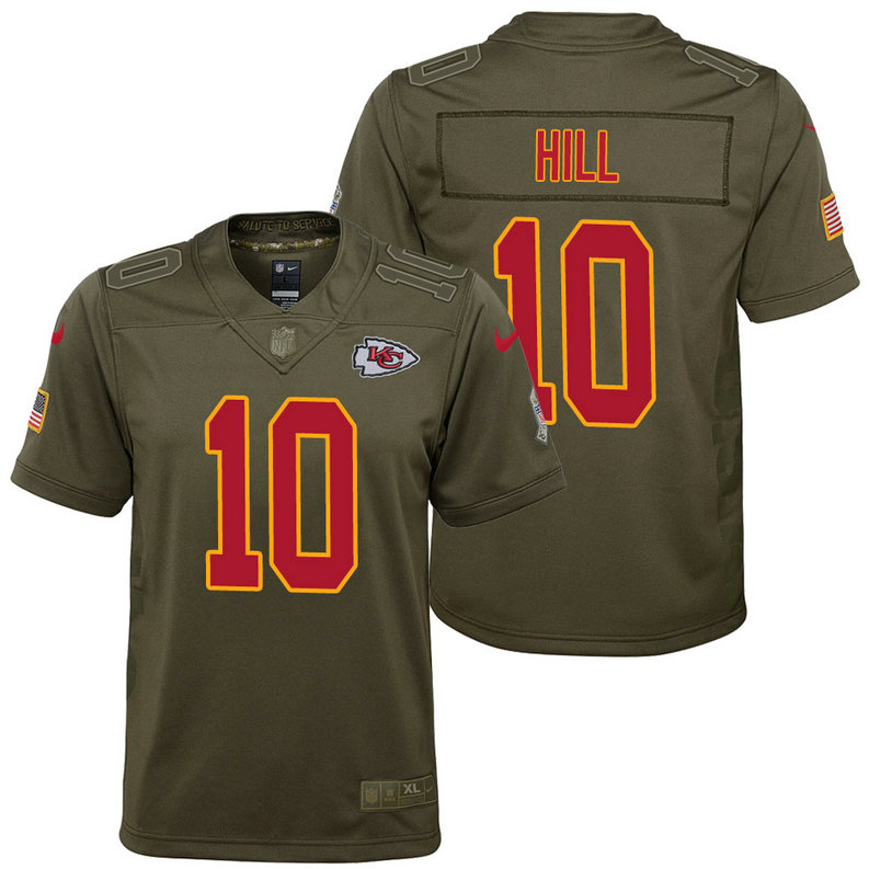 Youth Kansas City Chiefs Tyreek Hill Olive 2017 Salute to Service Game Jersey