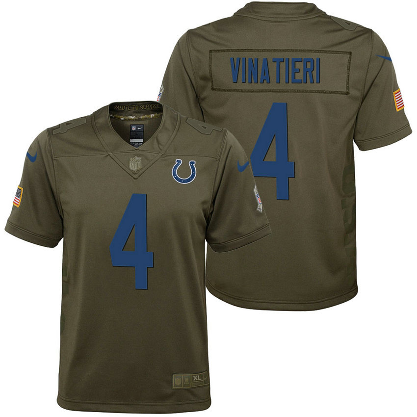 Youth Indianapolis Colts Adam Vinatieri Olive 2017 Salute to Service Game Jersey Youth Indianapolis Colts Adam Vinatieri Olive 2017 Salute to Service Game Jersey