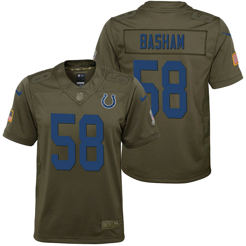 Youth Indianapolis Colts Tarell Basham Olive 2017 Salute to Service Game Jersey Youth Indianapolis Colts Tarell Basham Olive 2017 Salute to Service Game Jersey