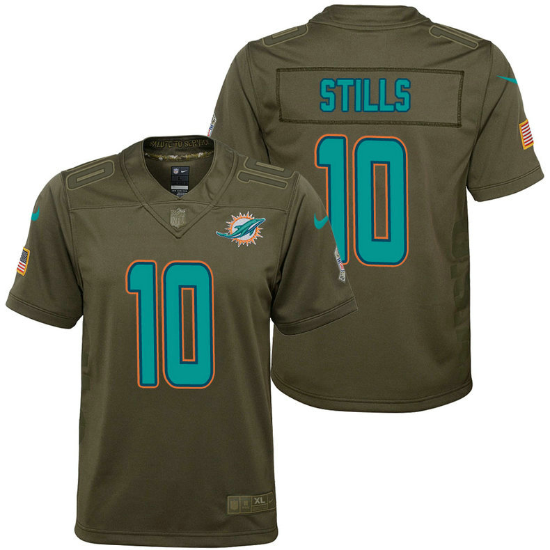 Youth Miami Dolphins Kenny Stills Olive 2017 Salute to Service Game Jersey