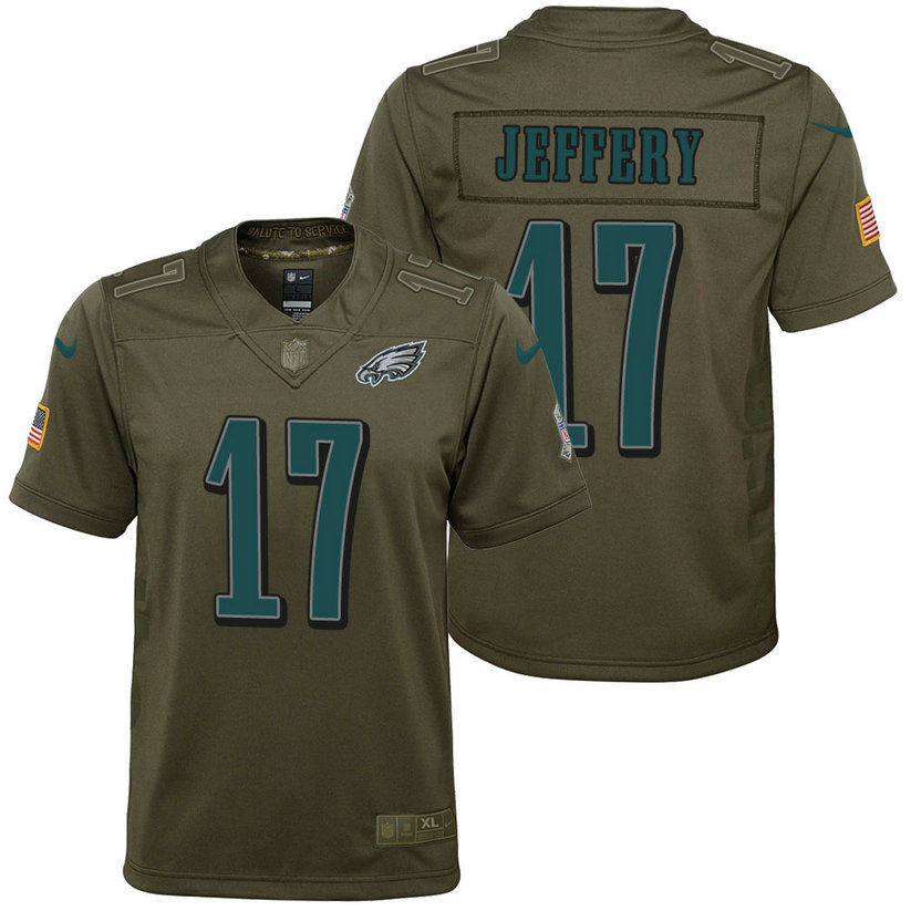 Youth Philadelphia Eagles Alshon Jeffery Olive 2017 Salute to Service Game Jersey Youth Philadelphia Eagles Alshon Jeffery Olive 2017 Salute to Service Game Jersey