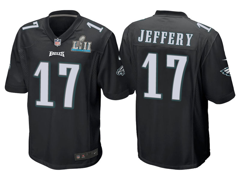 Youth Philadelphia Eagles #17 Alshon Jeffery Black Super Bowl LII Bound Game Jersey