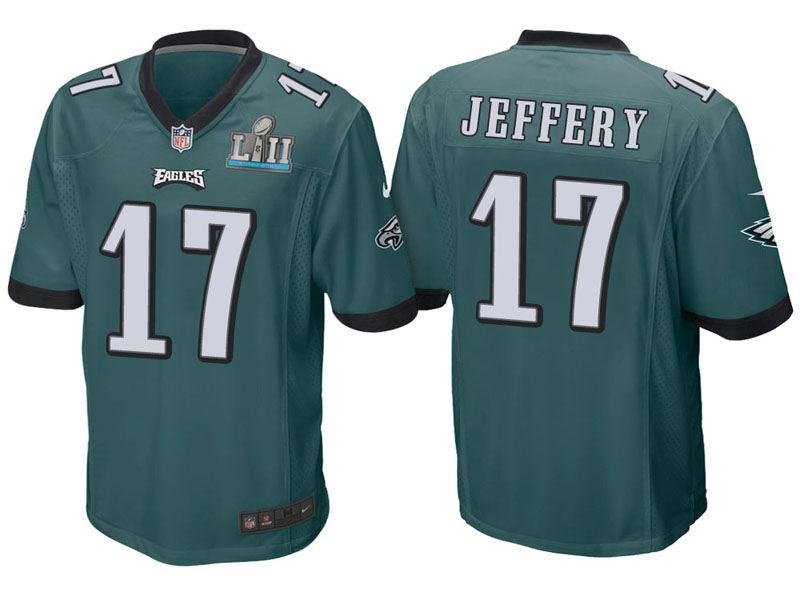 Youth Philadelphia Eagles #17 Alshon Jeffery Green Super Bowl LII Bound Game Jersey