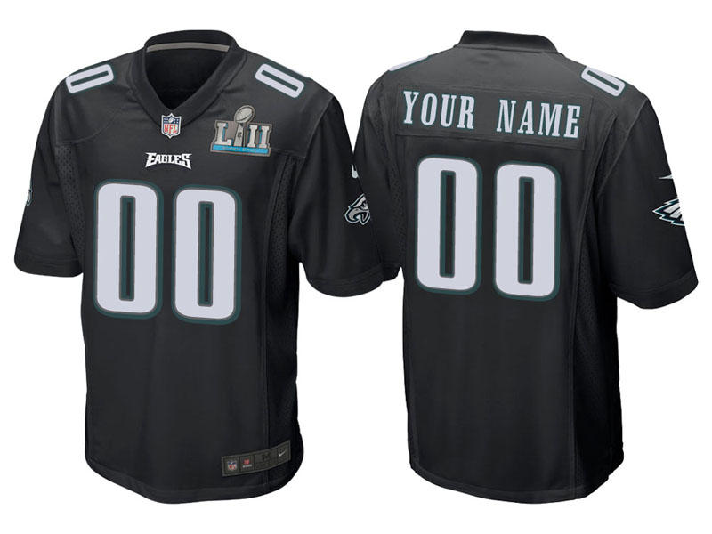 Youth Philadelphia Eagles Black Super Bowl LII Bound Game Customized Jersey Youth Philadelphia Eagles Black Super Bowl LII Bound Game Customized Jersey