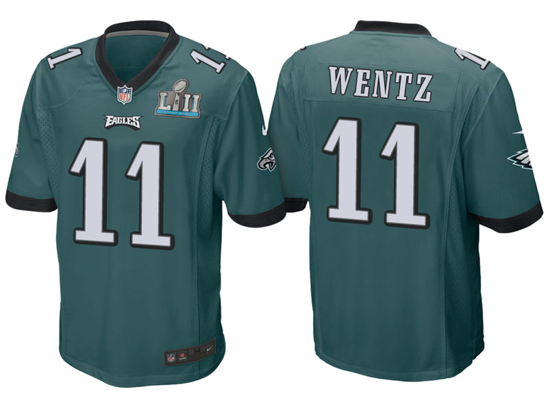 Youth Philadelphia Eagles #11 Carson Wentz Green Super Bowl LII Bound Game Jersey Youth Philadelphia Eagles #11 Carson Wentz Green Super Bowl LII Bound Game Jersey