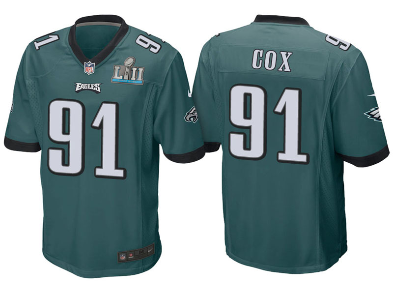 Youth Philadelphia Eagles #91 Fletcher Cox Green Super Bowl LII Bound Game Jersey