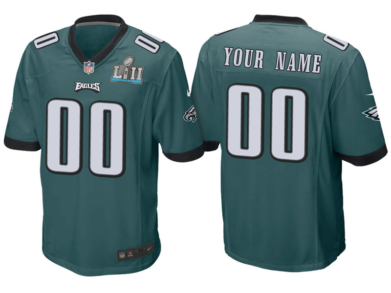 Youth Philadelphia Eagles Green Super Bowl LII Bound Game Customized Jersey Youth Philadelphia Eagles Green Super Bowl LII Bound Game Customized Jersey