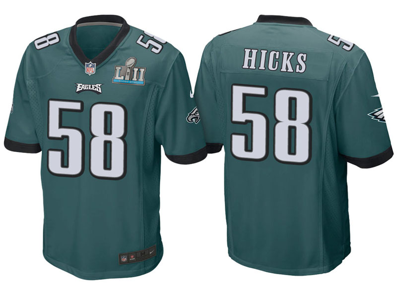 Youth Philadelphia Eagles #58 Jordan Hicks Green Super Bowl LII Bound Game Jersey Youth Philadelphia Eagles #58 Jordan Hicks Green Super Bowl LII Bound Game Jersey