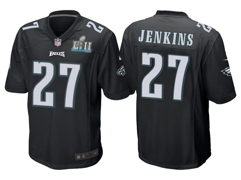 Youth Philadelphia Eagles #27 Malcolm Jenkins Black Super Bowl LII Bound Game Jersey