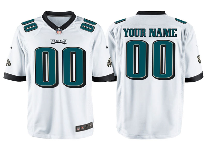 Youth Philadelphia Eagles White Game Customized Jersey Youth Philadelphia Eagles White Game Customized Jersey