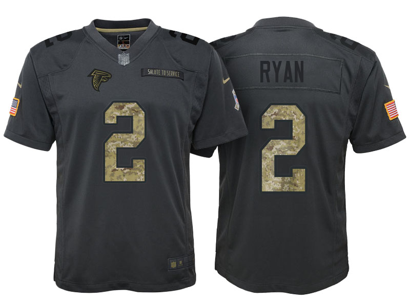 Youth Atlanta Falcons #2 Matt Ryan Camo Anthracite 2016 Salute to Service Game Jersey Youth Atlanta Falcons #2 Matt Ryan Camo Anthracite 2016 Salute to Service Game Jersey