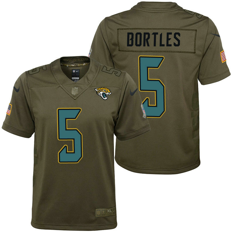 Youth Jacksonville Jaguars Blake Bortles Olive 2017 Salute to Service Game Jersey Youth Jacksonville Jaguars Blake Bortles Olive 2017 Salute to Service Game Jersey