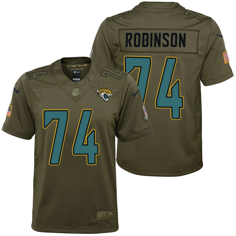 Youth Jacksonville Jaguars Cam Robinson Olive 2017 Salute to Service Game Jersey