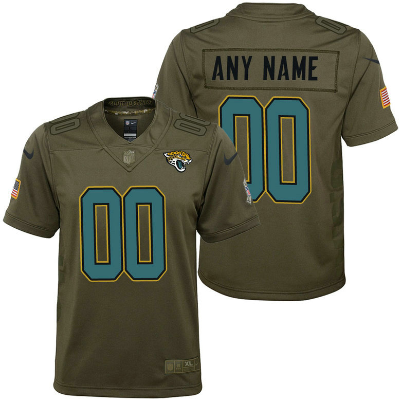 Youth Jacksonville Jaguars Olive 2017 Salute to Service Game Customized Jersey