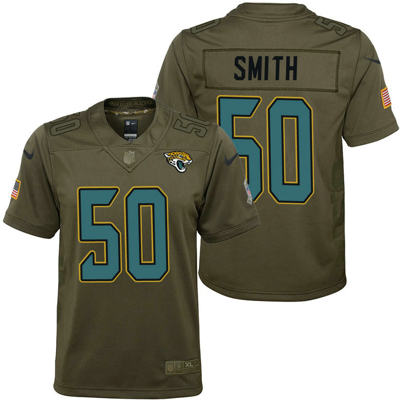 Youth Jacksonville Jaguars Telvin Smith Olive 2017 Salute to Service Game Jersey