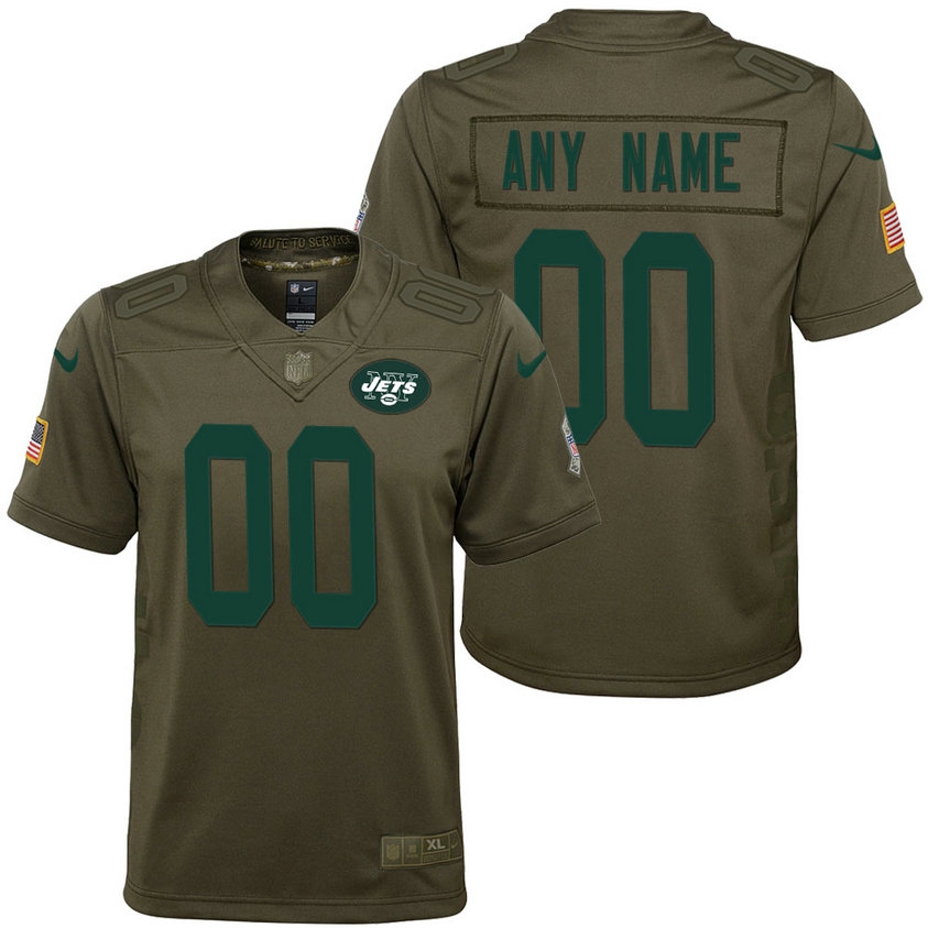 Youth New York Jets Olive 2017 Salute to Service Game Customized Jersey Youth New York Jets Olive 2017 Salute to Service Game Customized Jersey