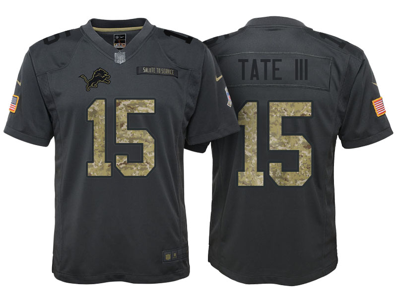 Youth Detroit Lions #15 Golden Tate III Camo Anthracite 2016 Salute to Service Game Jersey Youth Detroit Lions #15 Golden Tate III Camo Anthracite 2016 Salute to Service Game Jersey
