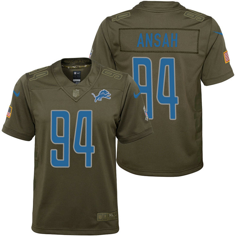 Youth Detroit Lions Ezekiel Ansah Olive 2017 Salute to Service Game Jersey Youth Detroit Lions Ezekiel Ansah Olive 2017 Salute to Service Game Jersey