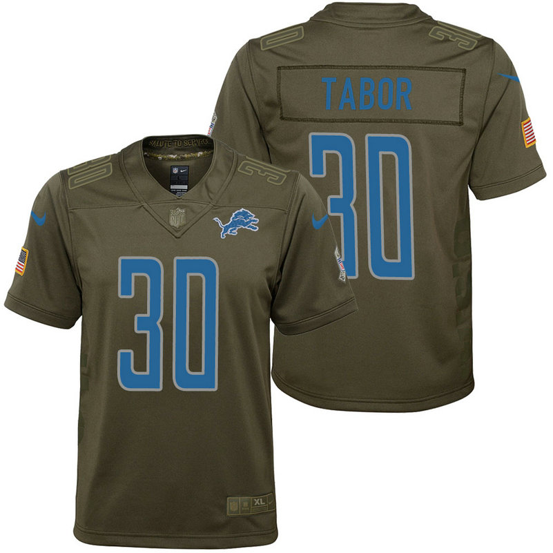 Youth Detroit Lions Teez Tabor Olive 2017 Salute to Service Game Jersey Youth Detroit Lions Teez Tabor Olive 2017 Salute to Service Game Jersey