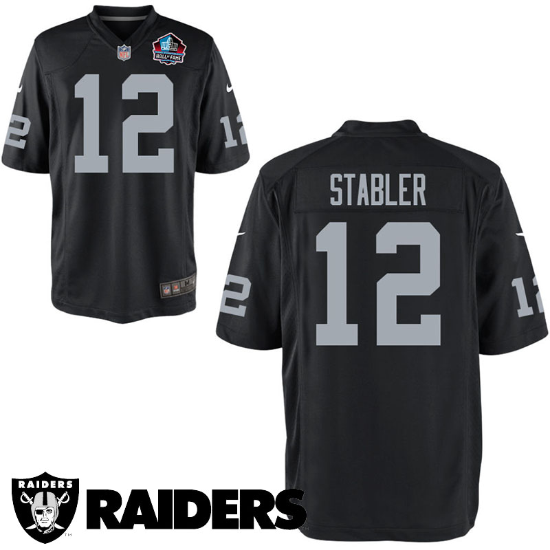 Youth Oakland Raiders #12 Ken Stabler Black Hall Of Fame Game Jersey Youth Oakland Raiders #12 Ken Stabler Black Hall Of Fame Game Jersey