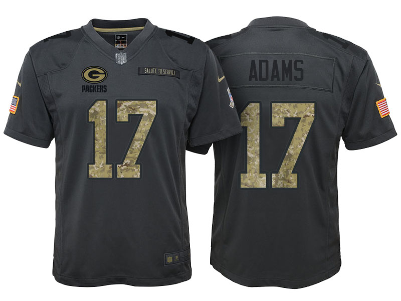 Youth Green Bay Packers #17 Davante Adams Camo Anthracite 2016 Salute to Service Game Jersey Youth Green Bay Packers #17 Davante Adams Camo Anthracite 2016 Salute to Service Game Jersey