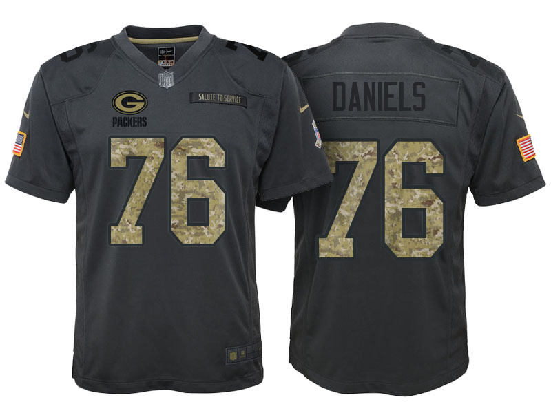 Youth Green Bay Packers #76 Mike Daniels Camo Anthracite 2016 Salute to Service Game Jersey Youth Green Bay Packers #76 Mike Daniels Camo Anthracite 2016 Salute to Service Game Jersey