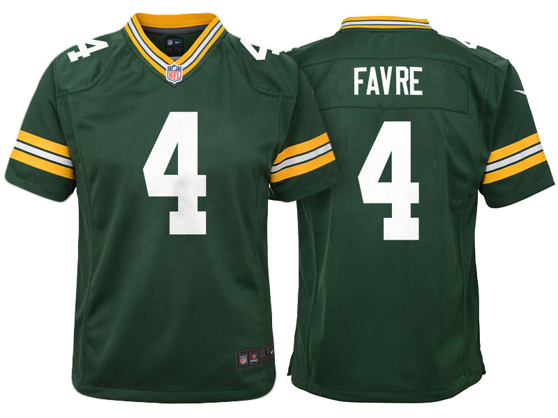 Youth Green Bay Packers #4 Brett Favre Green Retired Game Jersey Youth Green Bay Packers #4 Brett Favre Green Retired Game Jersey