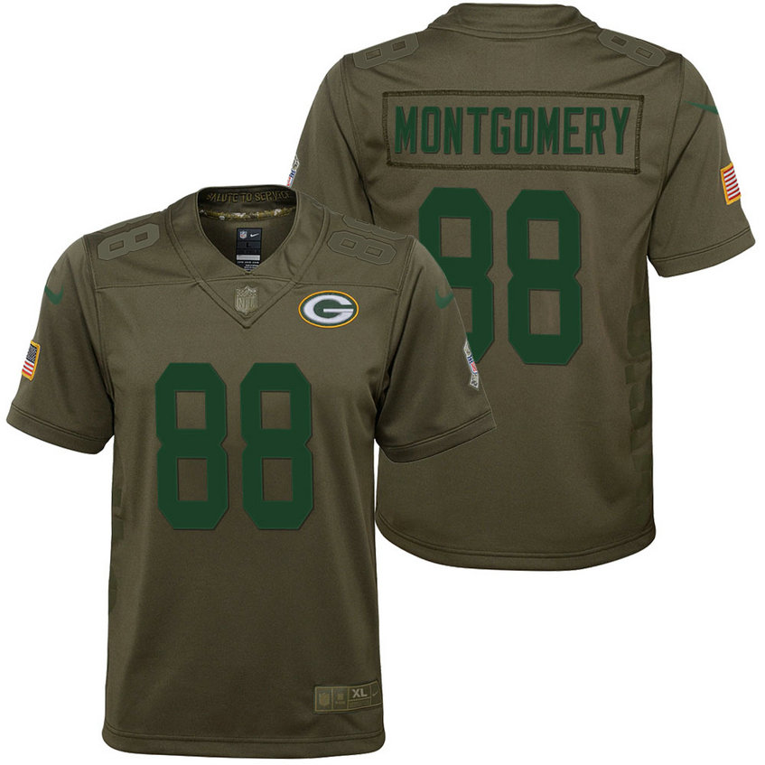 Youth Green Bay Packers Ty Montgomery Olive 2017 Salute to Service Game Jersey Youth Green Bay Packers Ty Montgomery Olive 2017 Salute to Service Game Jersey