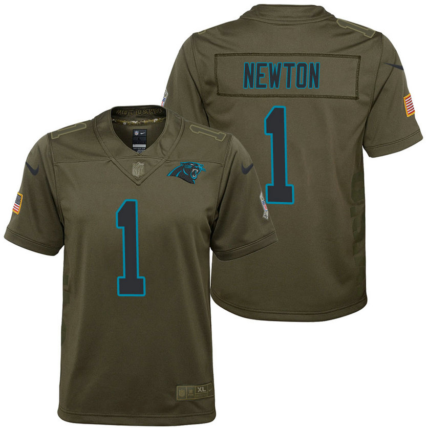 Youth Carolina Panthers Cam Newton Olive 2017 Salute to Service Game Jersey Youth Carolina Panthers Cam Newton Olive 2017 Salute to Service Game Jersey