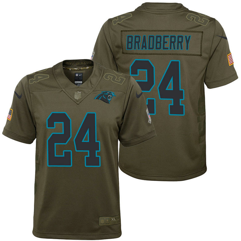 Youth Carolina Panthers James Bradberry Olive 2017 Salute to Service Game Jersey