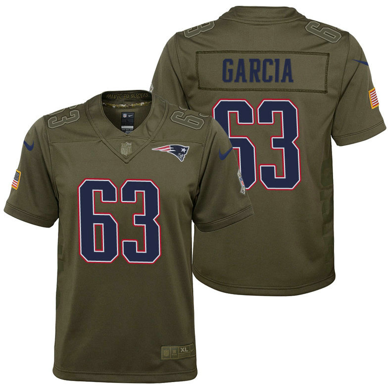 Youth New England Patriots Antonio Garcia Olive 2017 Salute to Service Game Jersey Youth New England Patriots Antonio Garcia Olive 2017 Salute to Service Game Jersey