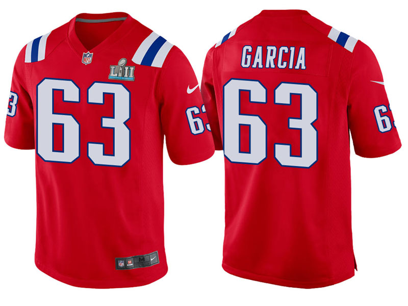 Youth New England Patriots #63 Antonio Garcia Red Super Bowl LII Bound Game Jersey