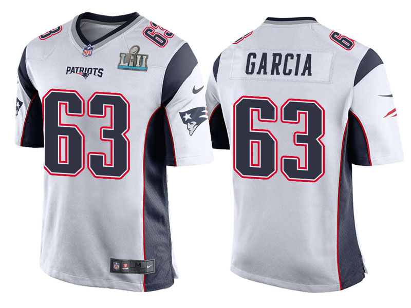 Youth New England Patriots #63 Antonio Garcia White Super Bowl LII Bound Game Jersey Youth New England Patriots #63 Antonio Garcia White Super Bowl LII Bound Game Jersey