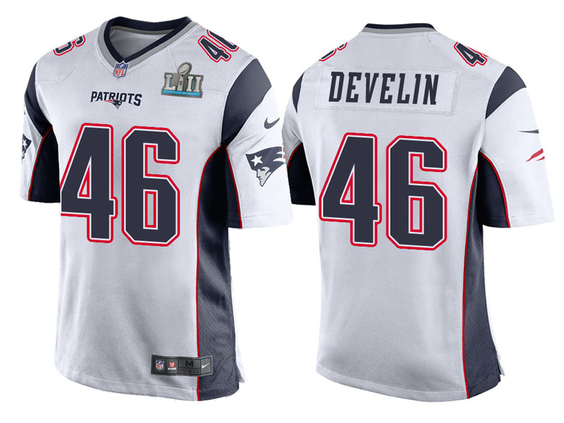 Youth New England Patriots #46 James Develin White Super Bowl LII Bound Game Jersey Youth New England Patriots #46 James Develin White Super Bowl LII Bound Game Jersey