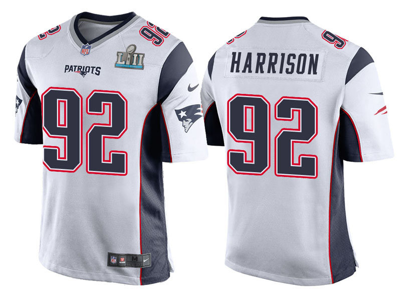 Youth New England Patriots #92 James Harrison White Super Bowl LII Bound Game Jersey Youth New England Patriots #92 James Harrison White Super Bowl LII Bound Game Jersey