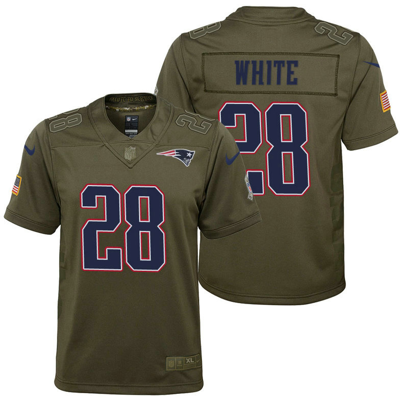Youth New England Patriots James White Olive 2017 Salute to Service Game Jersey Youth New England Patriots James White Olive 2017 Salute to Service Game Jersey